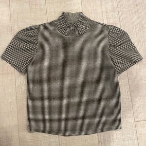 Zara Gingham Smocked Blouse
